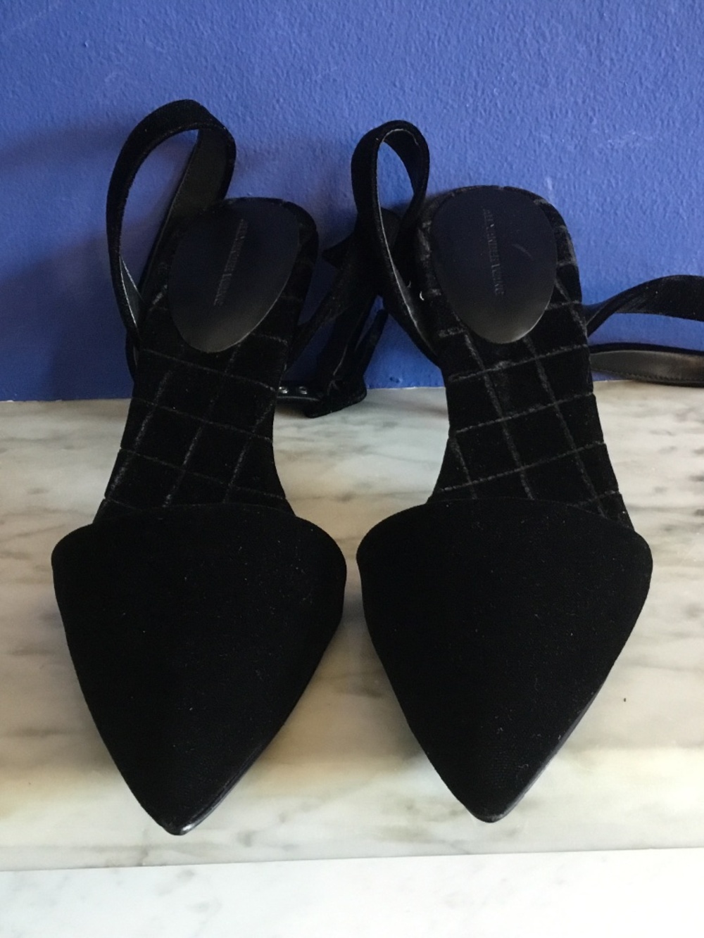 Women’s Black Velvet Ankle Strap Heels 3”